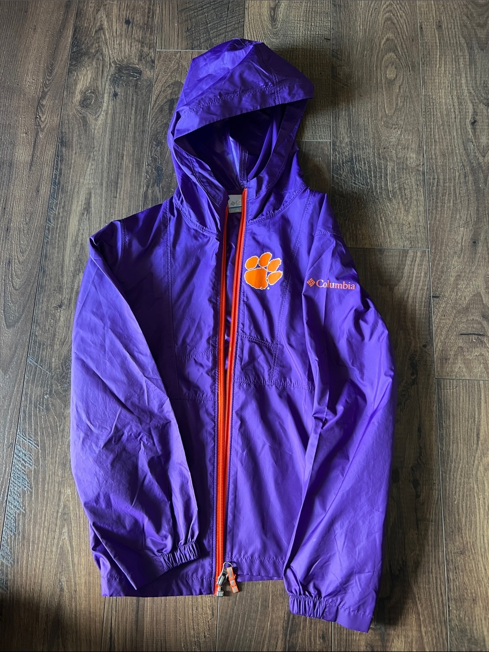 Columbia Clemson Hooded Rain Jacket (Y small)